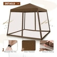 thumbnail image 2 of INTER HUT 10x10 Pop up Canopy Tent with Mesh Netting, Slant Leg Instant Screened House Gazebo, Brown, 2 of 7
