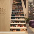 thumbnail image 3 of 3D Retro Bookcase Self Adhesive Stair Stickers Shelf Staircase Stickers Decals for Home Decoration 39.3" x 7" x 13pcs, 3 of 5