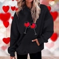 thumbnail image 2 of Plus Size Long Sleeve Hoodies for Women Fashion Crew Neck Unisex Sweatshirt with Pockets Casual Print Pullover Tops(Black,XXXL), 2 of 5