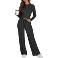 thumbnail image 2 of Chbgutlmr Lounge Sets for Women 2 Piece Long Sleeve Crop Tops Drawstring Straight Leg Pants Casual Comfy Set Fall, 2 of 6