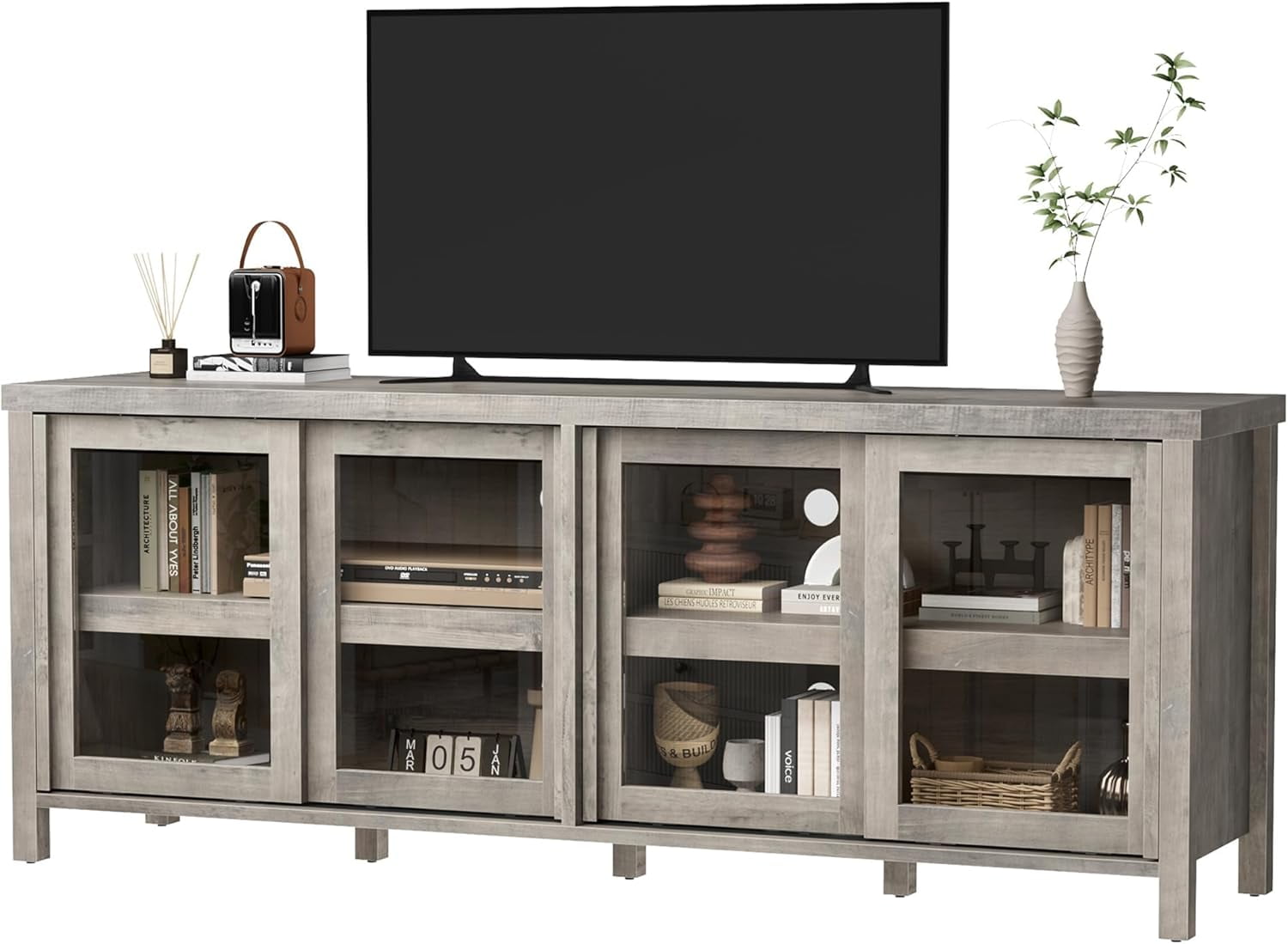 Baxton Studio Viveka 70-Inch Dark Brown Wood TV Cabinet with 2