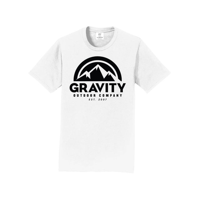 Gravity Outdoor Co. Short-Sleeve T-Shirt - White - Black Logo - Small