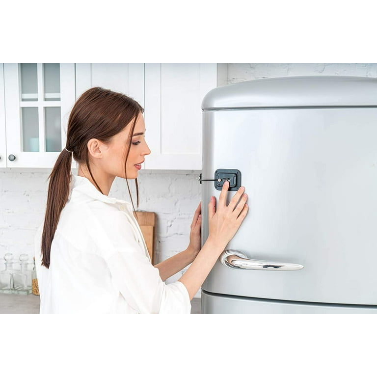 Keyless Refrigerator Lock - Heavy Duty Combination Fridge Lock, Easy to  Install and Use (Black) White 