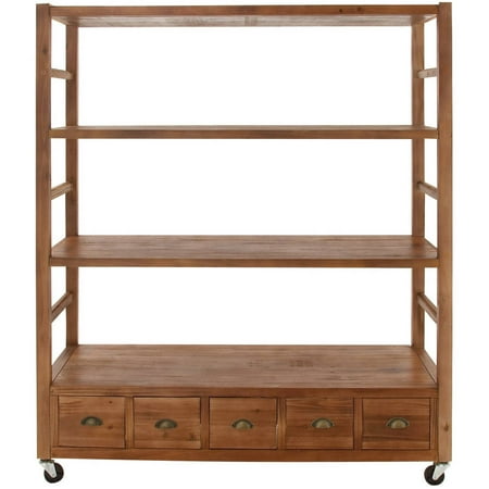 

Decmode Wood Rolling Shelf Multi Color