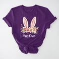 thumbnail image 1 of UPPADA Femmes Easter Oeufs Imprimé T-Shirts Heureux Easter Graphique Bunny Lapin Mignon T-Shirts Manches Courtes Décontracté Col Rond T-Shirts Été Basique Coupe Régulière Chemises Violet,m, 1 of 5