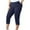 Blue, variant on Women's Plus Size Yoga Pants Capris Short Solid Color Elastic Waist Tummy Control For Workout Blue
