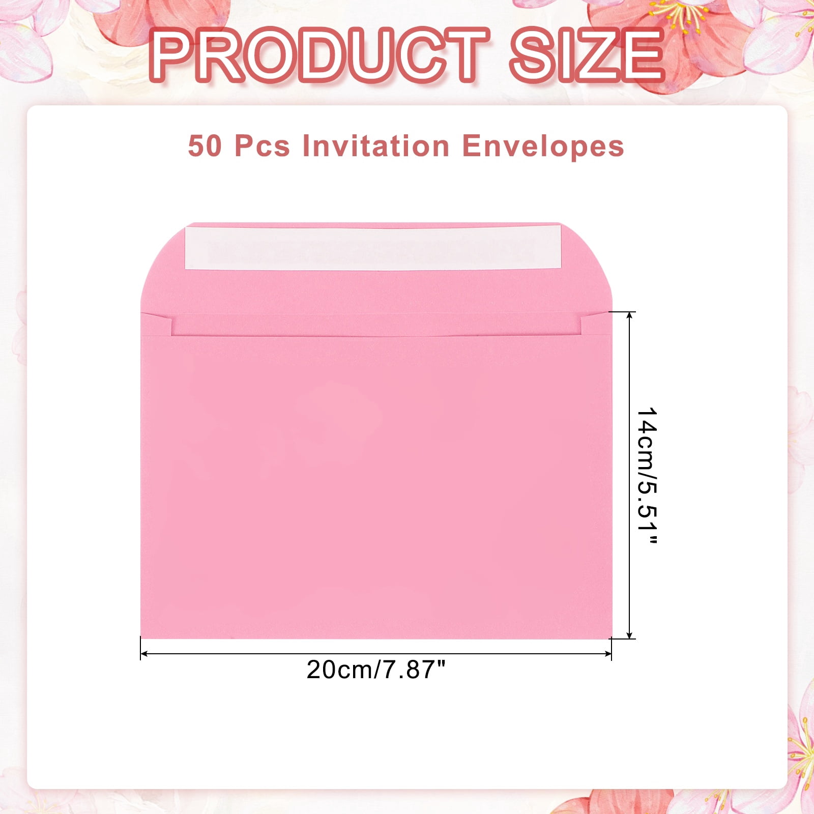 Uxcell 7.5x5.5 Inch Invitation Envelopes, 50 Pcs Self-Seal for A7 Weddings and Cards Pink
