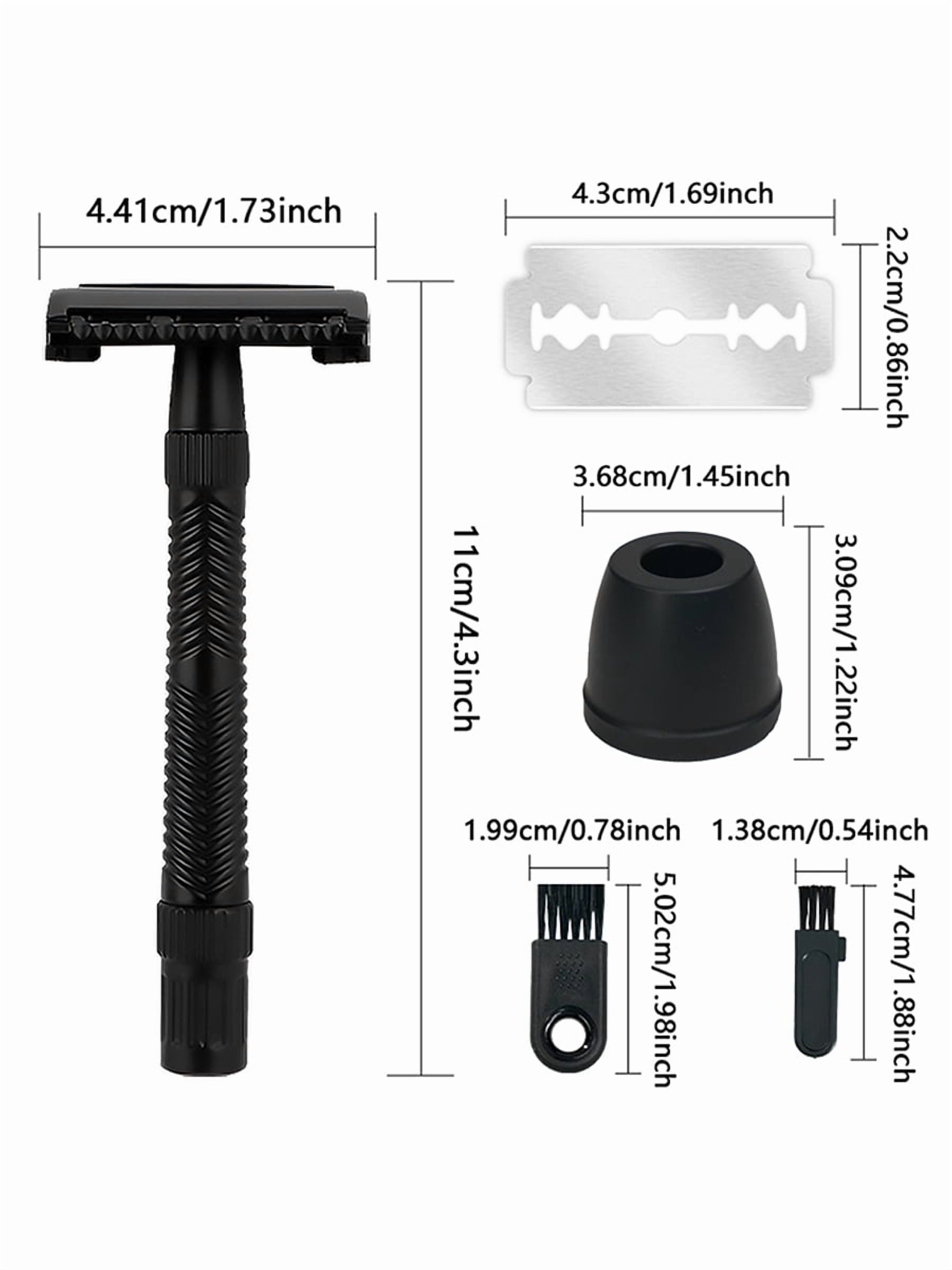 Waysh Double Edge Safety Razor Kit for Men, with Ergonomic Grip Handle, Matching Stand, and 20 Blades, Matte Black