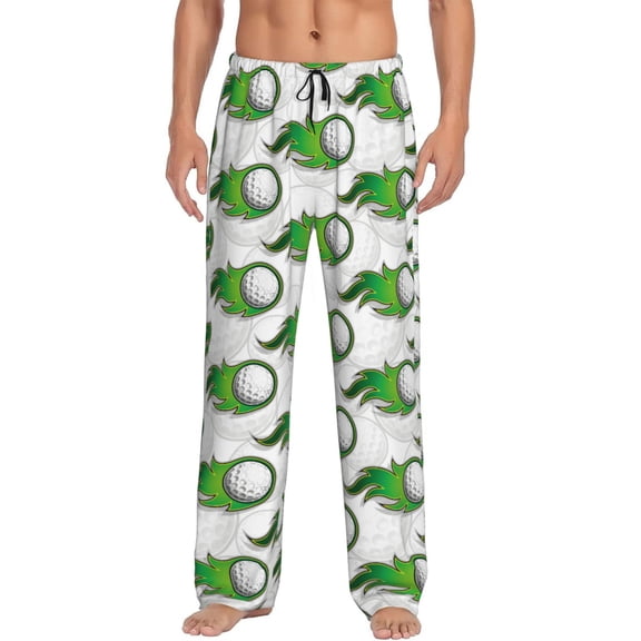 Logiee Golf balls Print Pajama Pants for Men,Men’s Pajama Bottoms,Mens PJ Pants with Pockets & Button Fly-Small