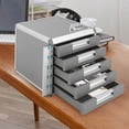 thumbnail image 2 of 5 Tiers Desktop Drawer Organizer Drawer Lockable A4 File Size Organizer for Office Desk Polishing Finish, 2 of 18