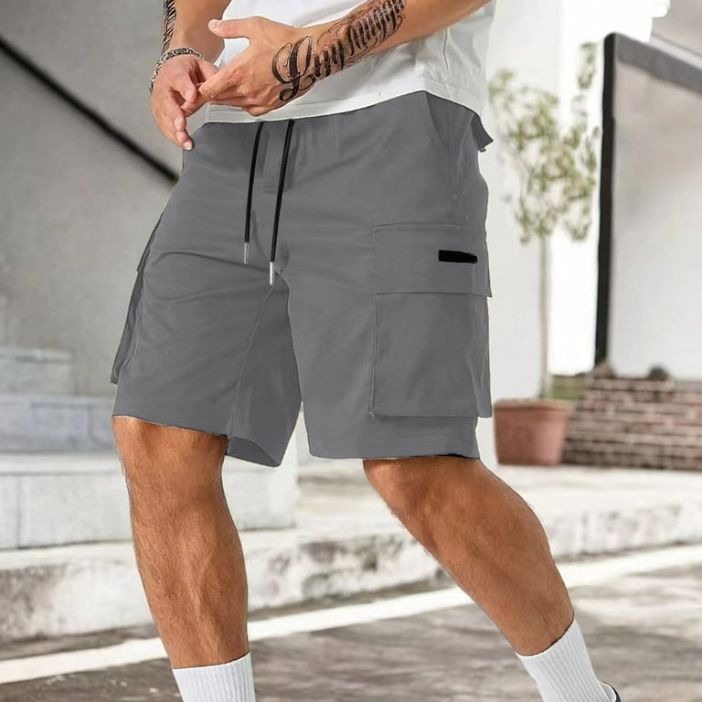 NOLDARES Mens Cargo Shorts Casual Waist Elastic Drawstring Outdoor