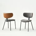 thumbnail image 5 of GrandNoor Modern Boucle Dining Chairs Set of 2,Faux Leather Kitchen & Dining Room Chairs,Curved Backrest Upholstered Dining Chairs with Metal Legs, Gray, 5 of 13