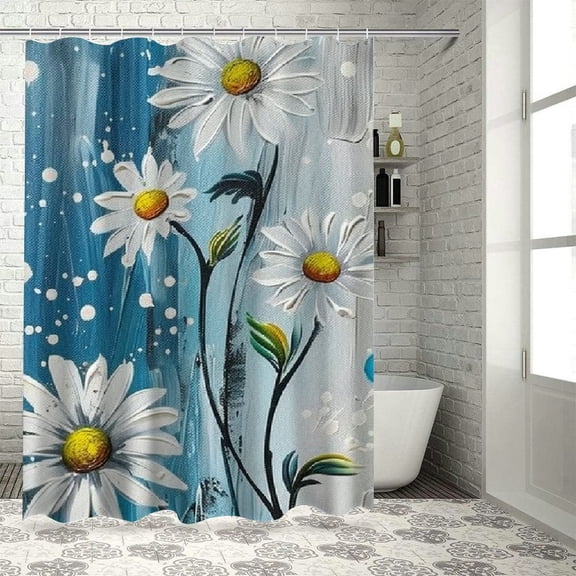 Jiayy Daisies Butterflies Whimsical Shower Curtain Multi-Size 100% Polyester Home Bathroom Decoration with Hooks 36x72