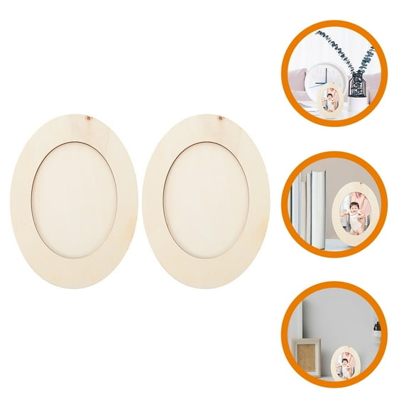 Soimiss 2Pcs Painting Frames Wood Craft Oval for DIY Activities and Parent-Child Classroom