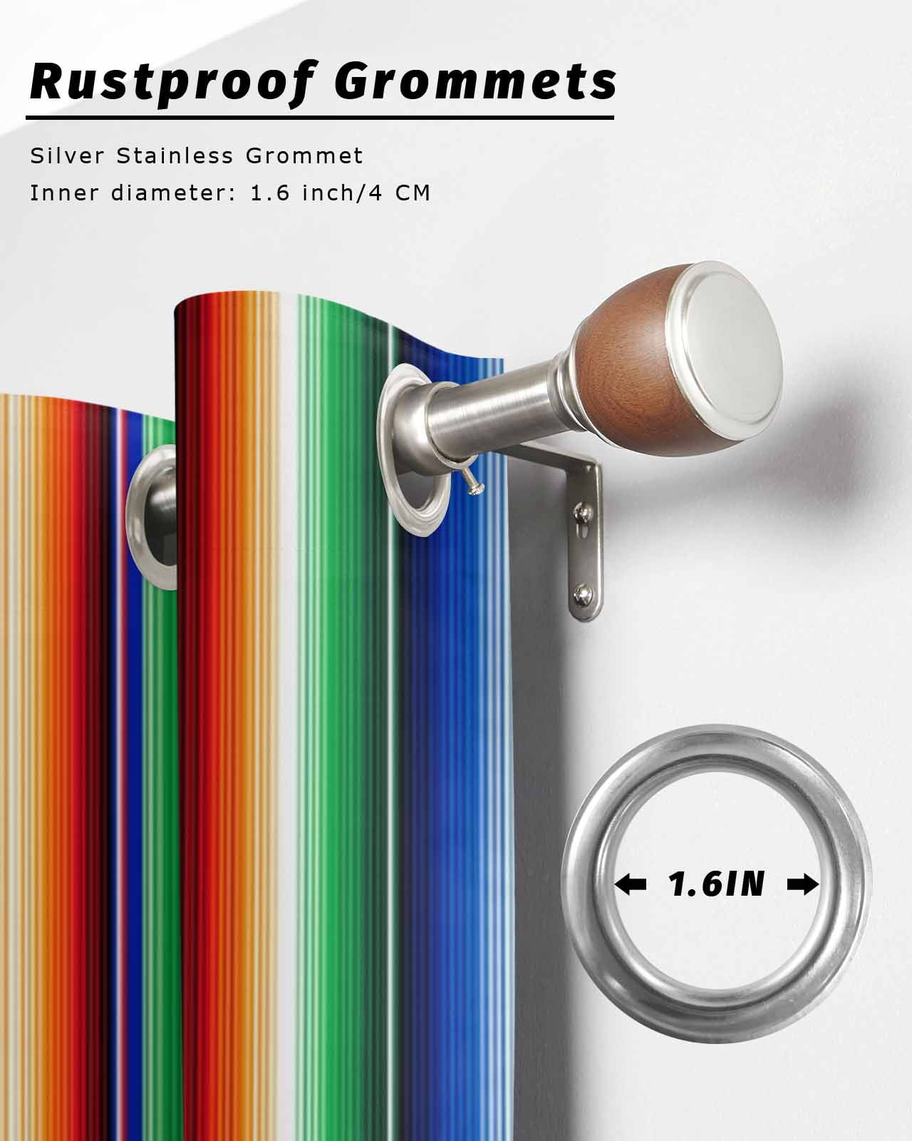 Colorful Striped Outdoor Curtains for Patio, Boho Abstract Vertical Stripe Lines Privacy Drapes Grommet Waterproof Outside Curtains for Porch/Cabana/Balcony 54"x 108", 2 Panel