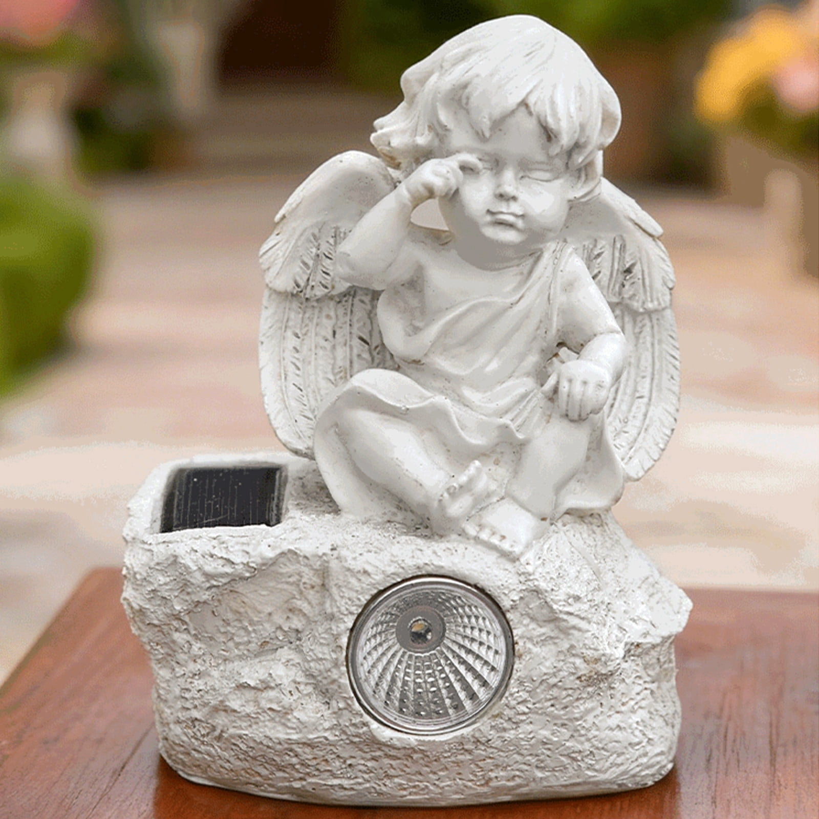 KUKIDSVO Vintage Resin Solar Angel Garden Sculpture for Outdoor Yard Patio Lawn Landscape Home Decor