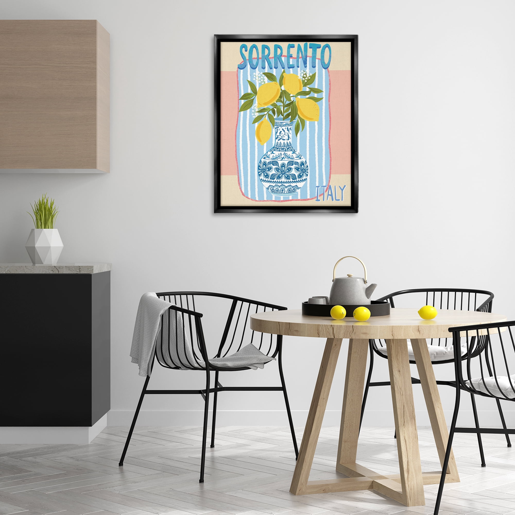 Stupell Industries Italian Summer Lemons Food & Beverage Painting Black Floater Framed Canvas Art Print Wall Art, 25 x 31