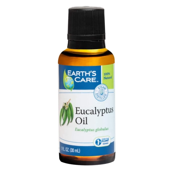 Earth's Care Eucalyptus Essential Oil - 100% Pure, Steam Distilled - 1 Fl Oz