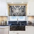 thumbnail image 5 of Fierce White Tiger Half Window Tier Curtains 36 Inch Blackout Thermal Insulating Kitchen Linen Tier Curtains for Kitchen, Bathroom, Cafe Home Decor, 5 of 7