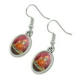 thumbnail image 2 of Golden Monkey Eating a Banana Novelty Dangling Drop Oval Charm Earrings, 2 of 3