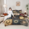 thumbnail image 4 of Manfei Sun Moon Pattern Full Size Comforter Sets,Retro Exotic Style Bedding Comforter Set,Vintage bohemian Theme Bedding Sets For Kids,Ultra Soft Home Decor Reversible,3-Piece, 4 of 8