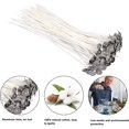 thumbnail image 4 of Candle Wicks, 100 Pcs Cotton Candle Wick Pre Waxed Candle Wicks with Stainless Steel Wick Fixed Holder and 100PCS Double-sided Dots Wick Stickers, 4 of 5