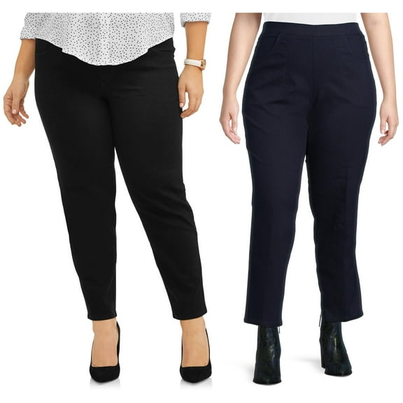 (2 pack) JMS Just My Size by Hanes Women's Plus Size 2 Pocket Pull On Pants, Single and 2 Pack
