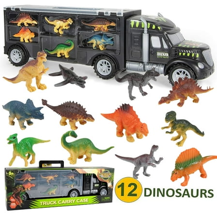 JBee Ctrl Dinosaur Truck Toys with 12 Mini Dino for Kids 3-5 Dinosaur Toys for Kids Boys Girls 3-6 Years Old