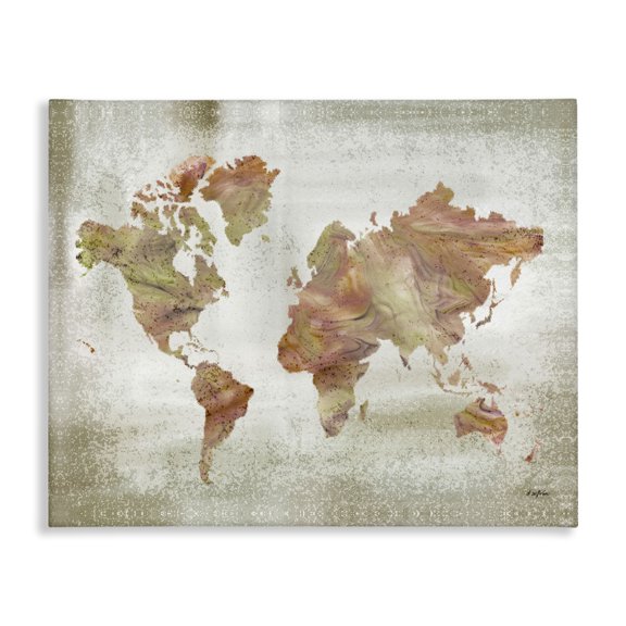 Stupell Industries Contemporary Inky Orange Marbled Map Silhouettes Canvas Art, 30 x 24, by Denise Sullivan
