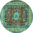 thumbnail image 1 of Ahgly Company Machine Washable Indoor Round Medallion Turquoise Blue Traditional Area Rugs, 6' Round, 1 of 4