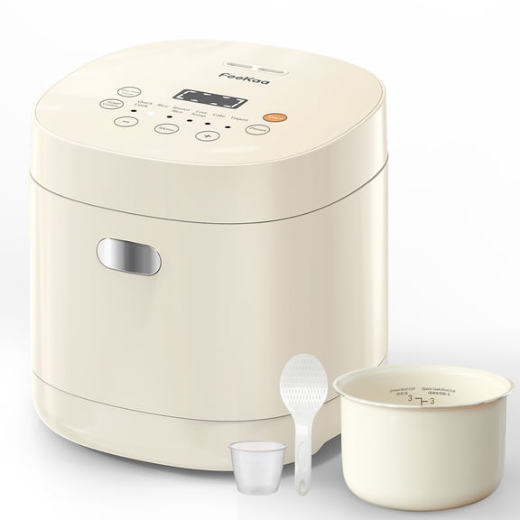 Lacidoll Rice Cooker Small, 3-Cup Uncooked, Compact Mini Rice Cooker Small Kitchen with Ceramic Coated Inner Pot, Rice Maker with 6 Menu Options, Low Temperature Cooking, 12H Delay Timer