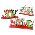 thumbnail image 1 of Feliz Navidad Elk Adorno de madera Mesa de Navidad Papá Noel Muñeco de nieve Artesanía Decoraciones navideñas para H ZefeiWu 8390613873057, 1 of 1