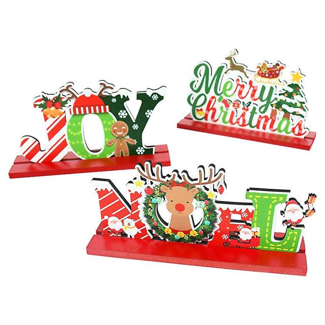 Feliz Navidad Elk Adorno de madera Mesa de Navidad Papá Noel Muñeco de nieve Artesanía Decoraciones navideñas para H ZefeiWu 8390613873057