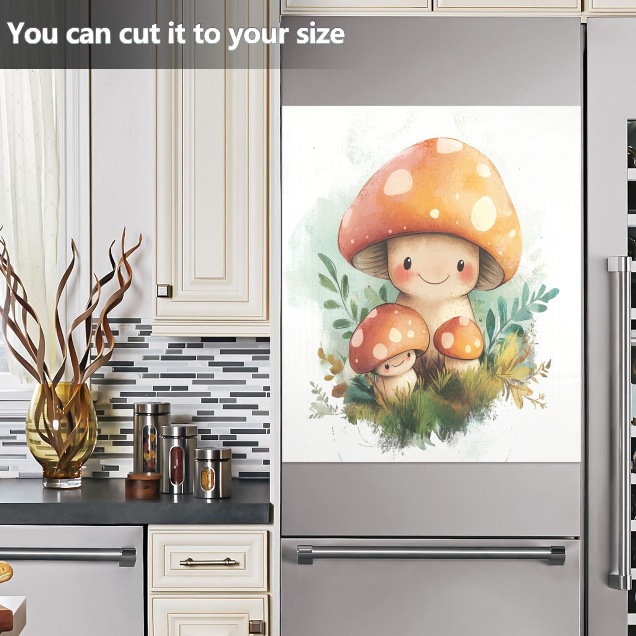Dishwasher Magnetic Sticker 23x26 Inch Refrigerator Magnetic Sticker Washing Machine Magnetic Sticker Kitchen Panel Magnetic Sticker Home Decor Mushroom Man