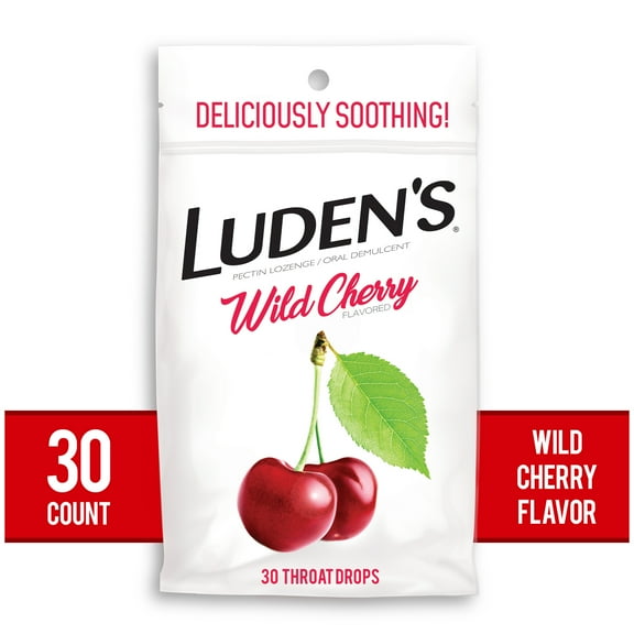 Luden's Sore Throat Drops, For Minor Sore Throat Relief, Wild Cherry, 30 Count