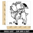 thumbnail image 2 of Christmas Elf Riding Hungry Reindeer Square Rubber Stamp Stamping Scrapbooking Crafting - Small 1.25in, 2 of 7