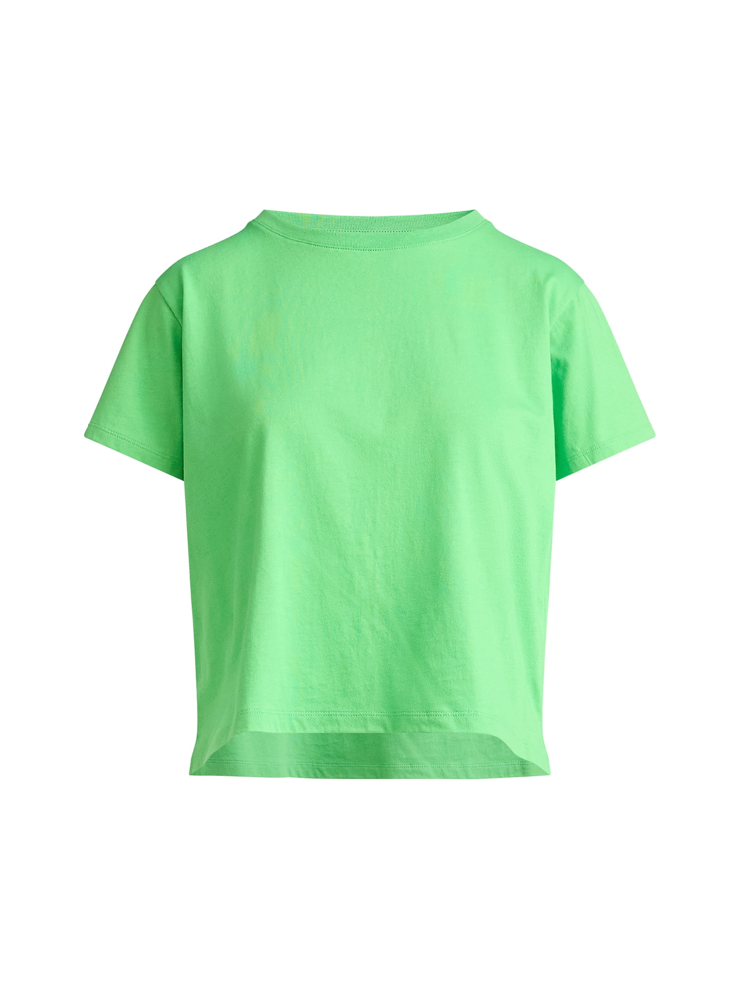 Free Assembly Women's and Women's Plus Cotton Cropped Boxy Tee with Short Sleeves, Sizes XS-4X