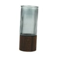 thumbnail image 2 of Jarrón de vidrio con base de madera Jarrón creativo Elegante jarrón de flores minimalista moderno gris, 2 of 9