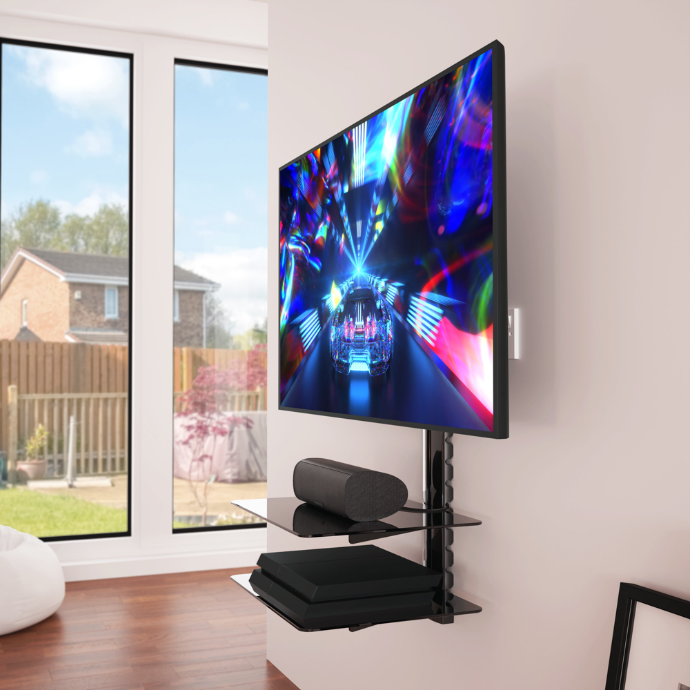 ESL422B-T - Wall mount with 2 Shelves for TVs up to 47", Black