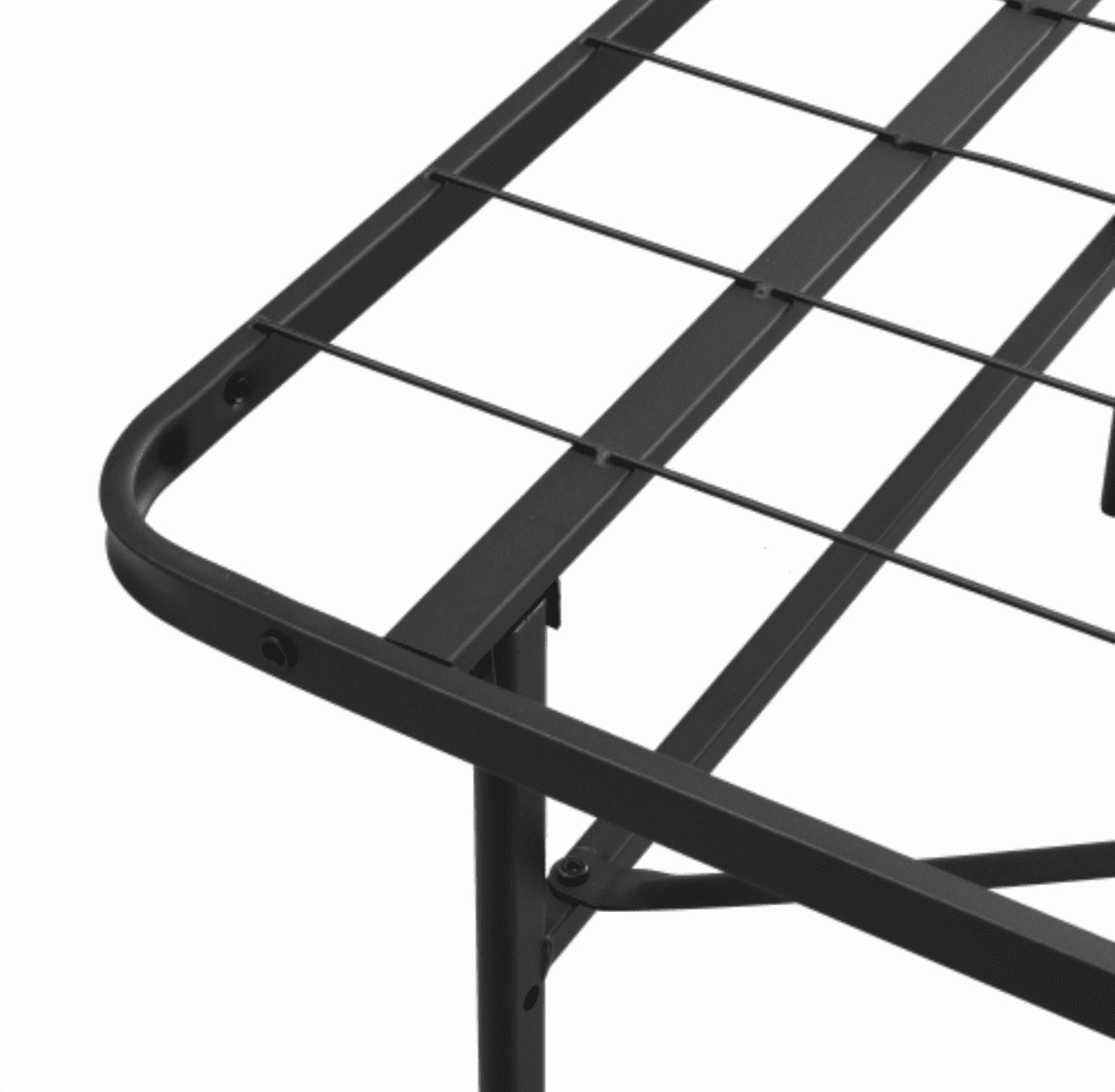 ASINMAK Queen Metal Platform Folding Bed Frame 14 Inch High Queen Size Box Spring Replacement Heavy Duty Steel Slat Easy Assembly Under-Bed Storage,Black