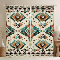 Homewish Triangle Aztec Child Black Out Curtains, Vintage Western Bohemian Curtains Pack of 2 (42x63 Each), Rustic Theme Bedroom Curtains, Curtains Blackout Decor