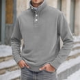 thumbnail image 2 of Men's High Neck Long Sleeve Button Placket Sweatshirt Digital Print Design Fall Winter Casual Wear Oversized Pullover Long Sleeve Crewneck Casual Tops, 2 of 4