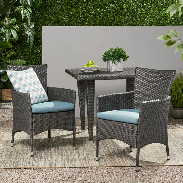 Camilo Outdoor Wicker Dining Chairs, Grey Wicker Dining Chairs Outdoor