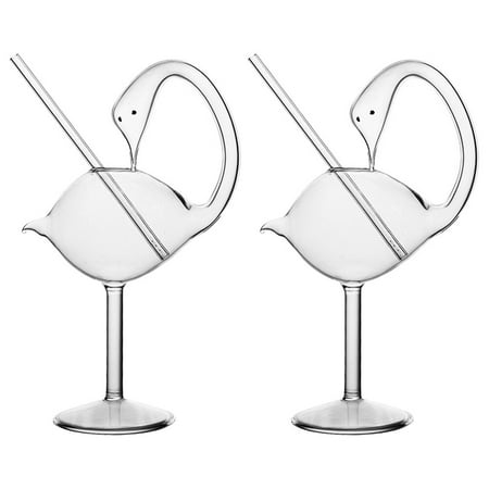 

Cocktail Glass Mojito Glasses Martini Glasses Party Drinking Cup Swan Shape Cocktail Glass2Pcs Swan Shaped Cocktail Glass Transparent Cup Household Goblet Glass