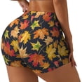 thumbnail image 1 of Balery Colorful Maple Leaves Pantalones cortos de entrenamiento estampados para mujer, sin costuras, ajustados, para gimnasio, yoga, correr, deportes, ejercicio activo, fitness.-X-Large, 1 of 8