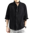 thumbnail image 1 of Camisa Cuello Mao Lino Hombre 3/4 Larga Manga, Con Botones, 1 of 5