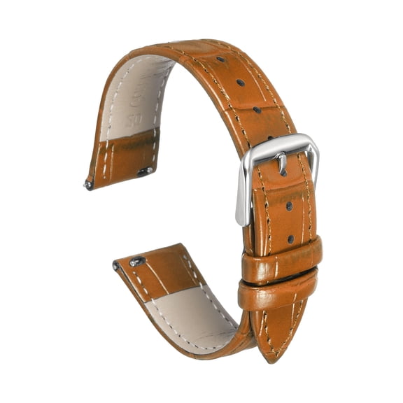 Uxcell Quick Release Leather Watch Band 20mm Embossed Pattern Leather Watch Strap Replacement for Men Women, Coffee
