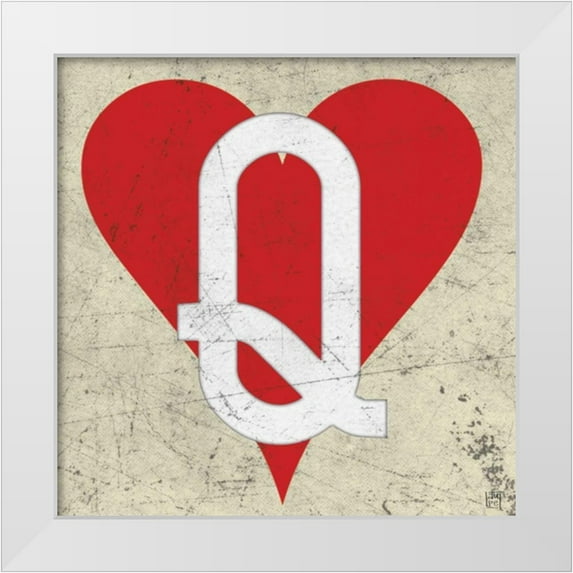 Perrenoud, Aubree 12x12 White Modern Wood Framed Museum Art Print Titled - Queen of Hearts Antique