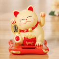 thumbnail image 3 of Maneki Neko Solar Powered Lucky Cat Happy Cat Waving Arm Fortune Cat Yellow, 3 of 5