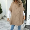 thumbnail image 4 of LEBONYARD Sweaters for Women Clearance $5.00,Womens Sweaters Dressy Casual Winter & Fall,Women's Autumn and Winter High Neck Dough Shawl Sweater Loose Round Neck Sweater Khaki L, 4 of 9
